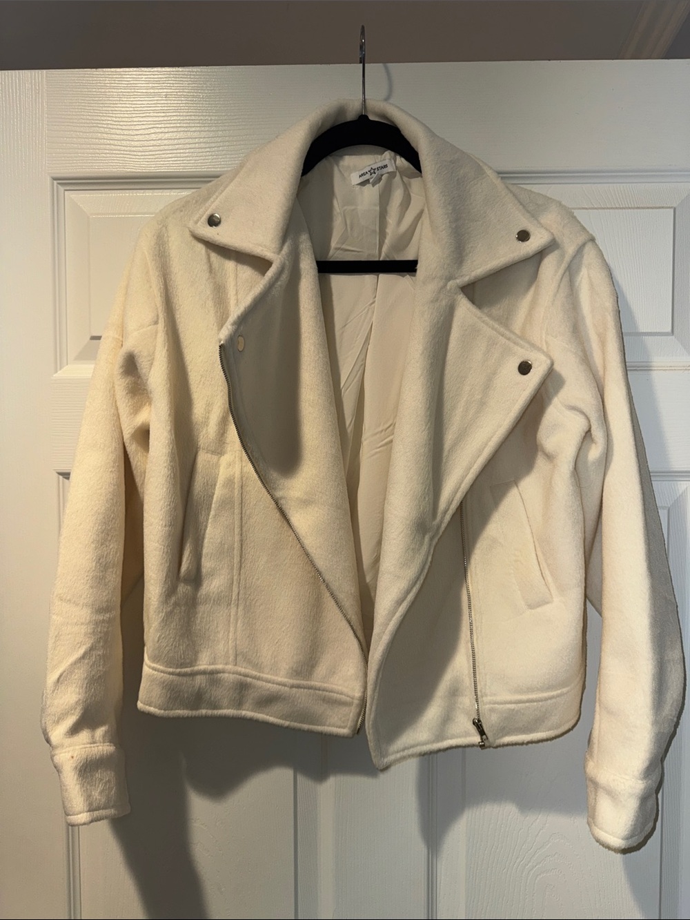 Cream Moto-Style Jacket